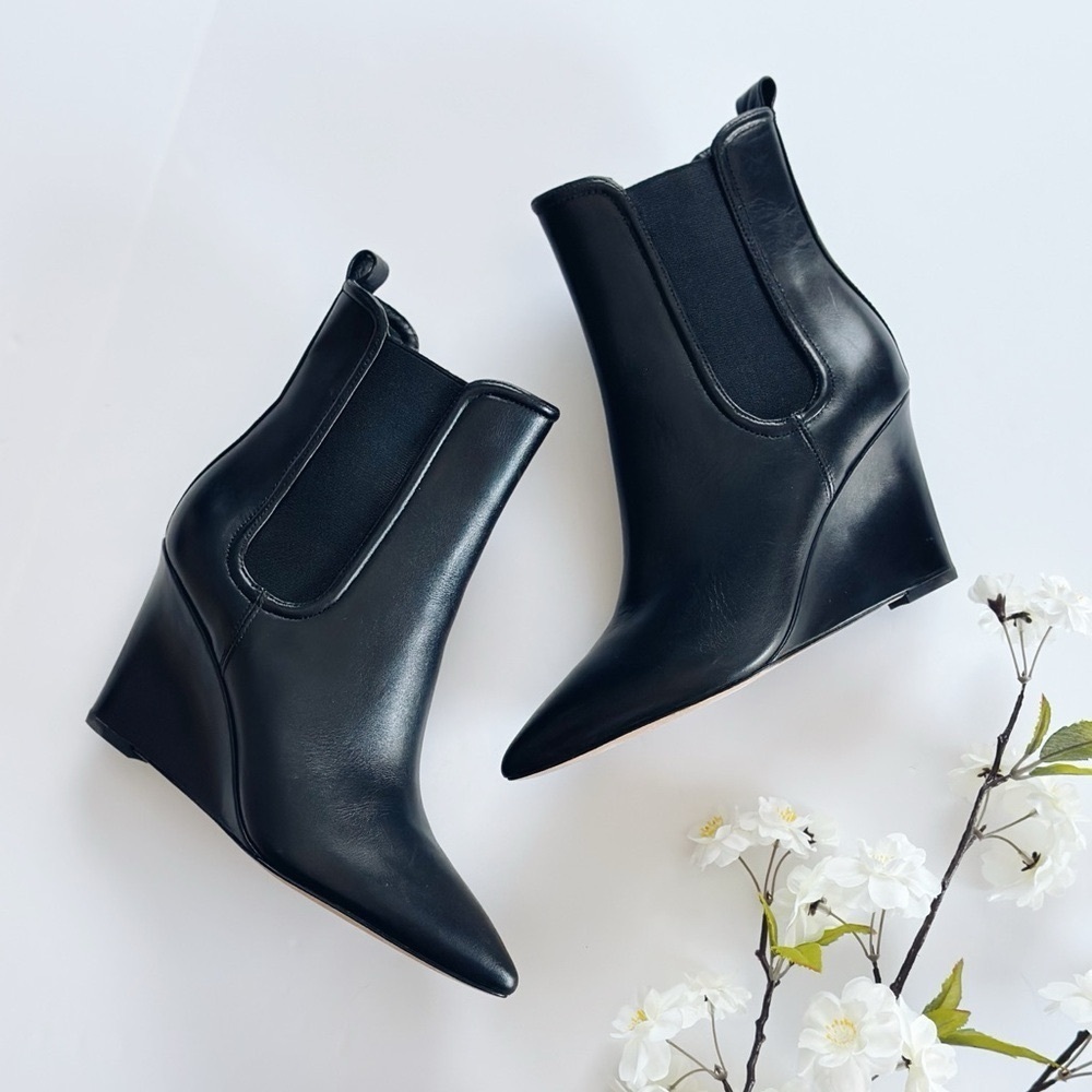 NEW Veronica Beard Iluska Wedge Boots Black Designer